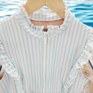 MOTT50 Women's Bella Sleeveless Ruffle One Piece Swimsuit Teal Blue